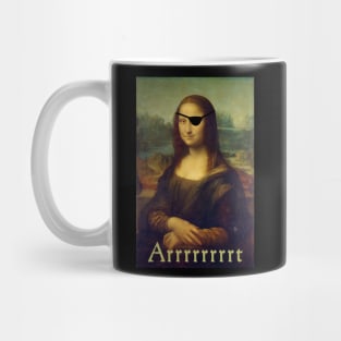 Mona Lisa, Funny Art Pirate T-Shirt Mug